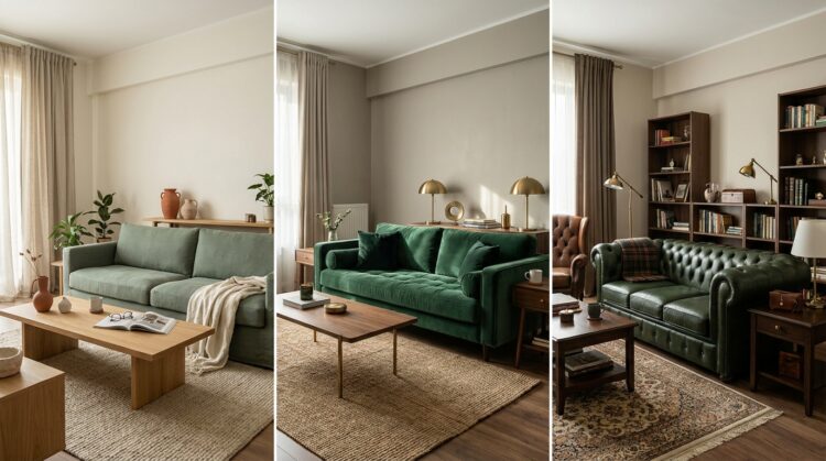 canapea living verde salvie vs smarald vs chesterfield legenda casei
