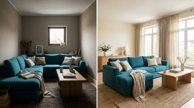 coltar living turcoaz combinatii culori legenda casei