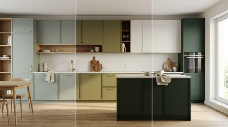 culori mobila bucatarie verde salvie olive inchis padure legenda casei