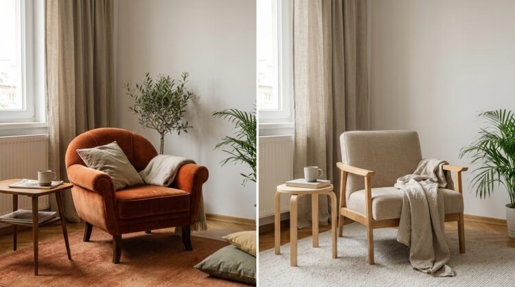 fotoliu stil vintage vs scandinav diferente legenda casei