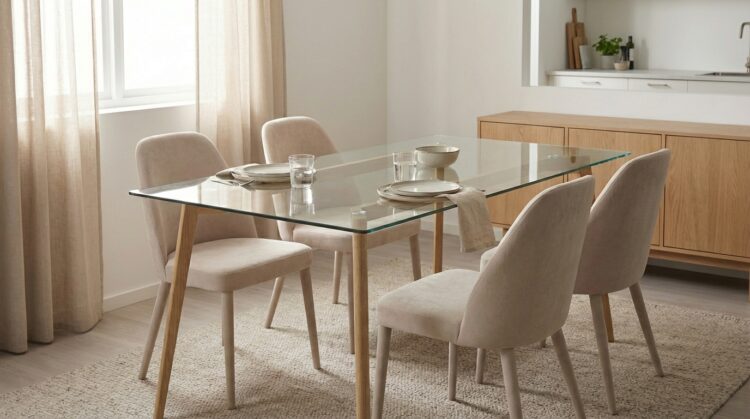 masa dining sticla aspect aerisit dar utilizare specifica legenda casei