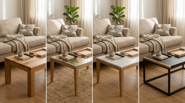 masuta cafea living material lemn vs sticla vs marmura vs metal legenda casei