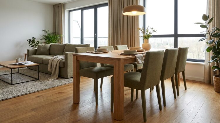 scaune amenajare living cu zona de dining integrata legenda casei