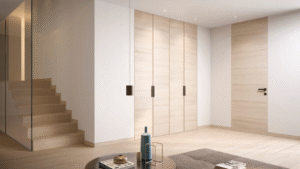 usa filomuro lemn interior cu toc ascuns din aluminiu coplanara legenda casei