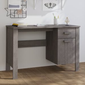 vidaXL Birou “HAMAR”, gri deschis, 113x50x75 cm, lemn masiv de pin