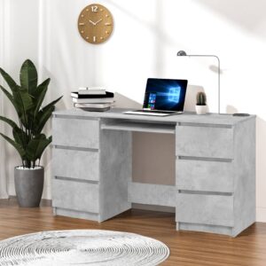 vidaXL Birou de scris, gri beton, 140x50x77 cm, lemn prelucrate