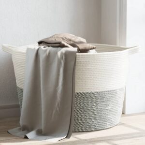 vidaXL Coș de rufe, gri și alb, Ø60×36 cm, bumbac