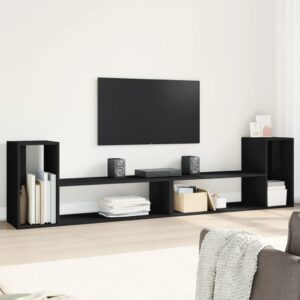 vidaXL Dulap TV, 2 buc., negru, 100x30x50 cm, lemn prelucrat
