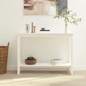 vidaXL Masă consolă, alb, 110x40x80 cm, lemn masiv de pin