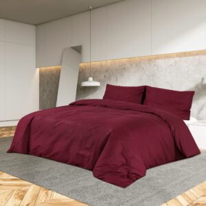 vidaXL Set lenjerie cu husă de pilotă, bordo, 220×240 cm, bumbac