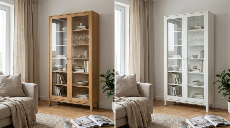 vitrina alba living vs lemn natur legenda casei